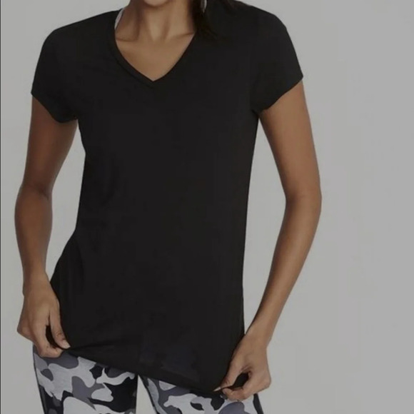 NWT Old Navy Black V-Neck Short Sleeve Shirt - Picture 2 of 2